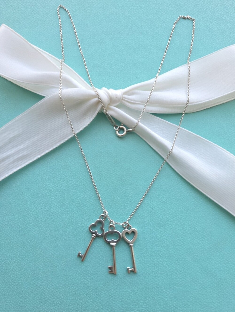 T&Co Retired  Mini Key Trio Necklace - Heart, Clover & Oval Keys